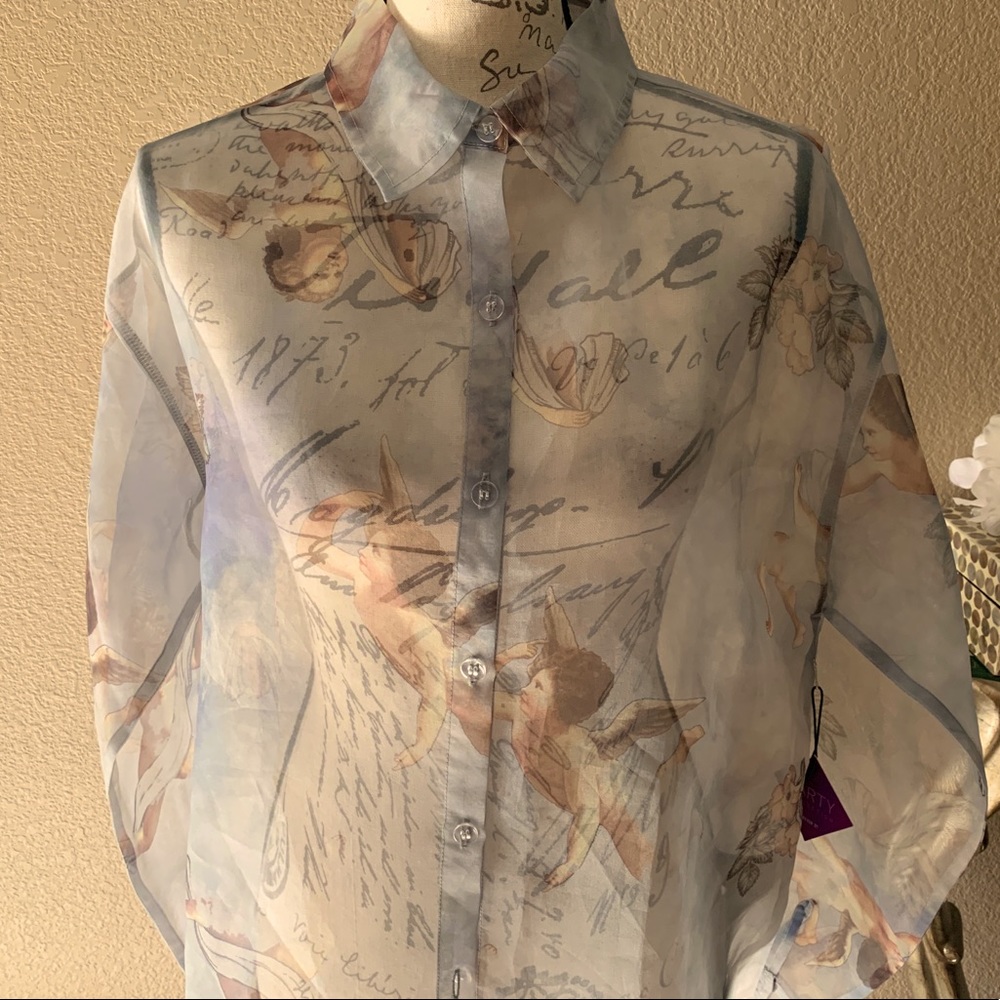 Sheer Angel Roman Collar Shirt